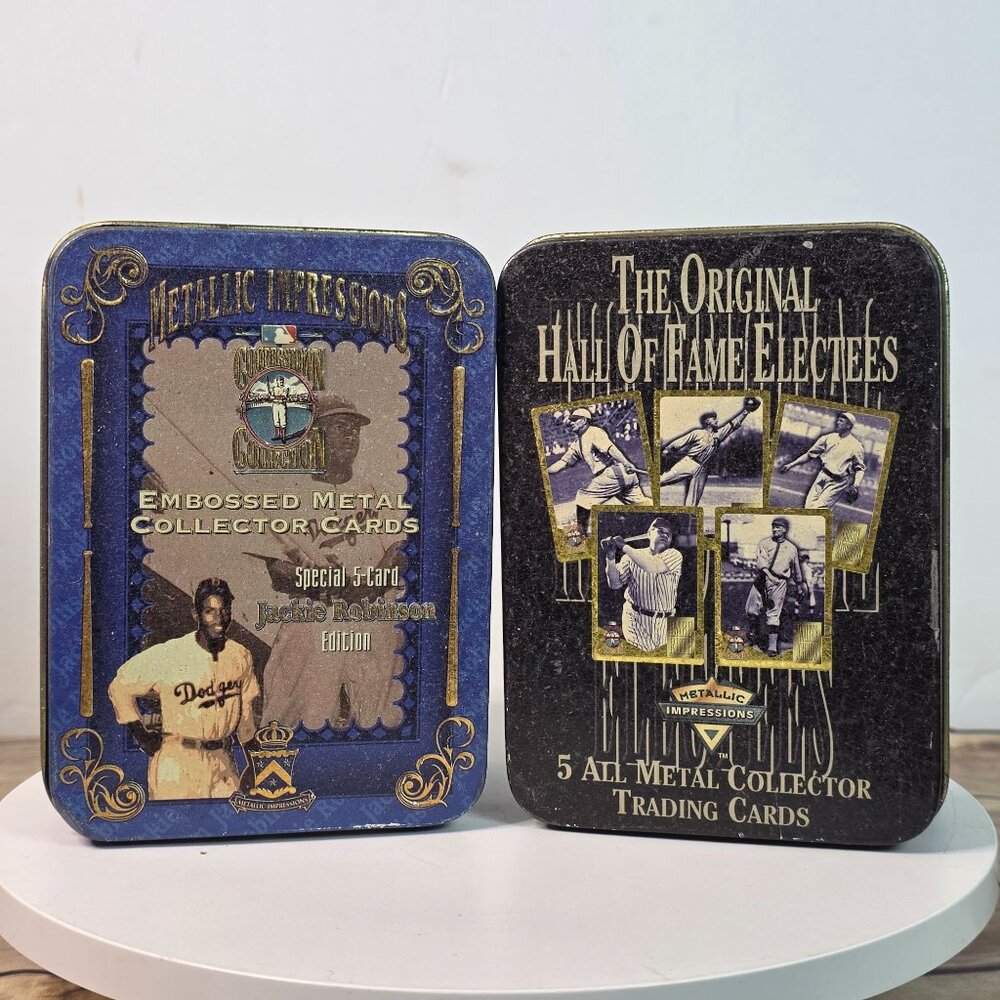 Metallic Impressions Embossed Metal Collector Cards In Tins - Jackie Robinson &